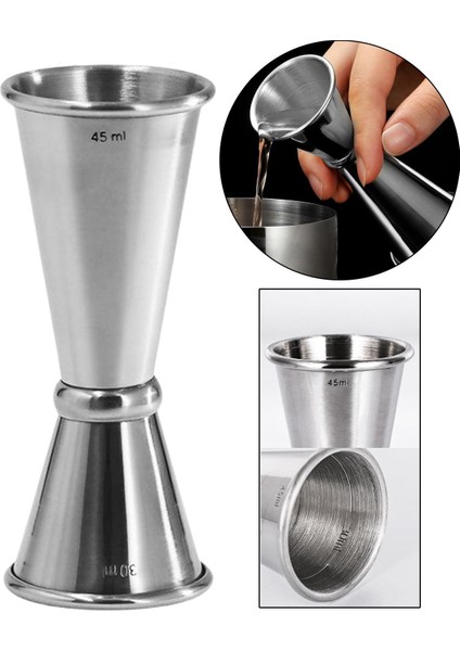 SunniMix Çift Başlı Kokteyl Cam Martini Parti Gümüş Için Profesyonel Ölçme Profesyonel 30 45 (Yurt Dışından) fırsatları