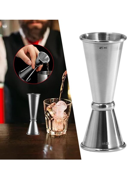 SunniMix Çift Başlı Kokteyl Cam Martini Parti Gümüş Için Profesyonel Ölçme Profesyonel 30 45 (Yurt Dışından) indirimleri