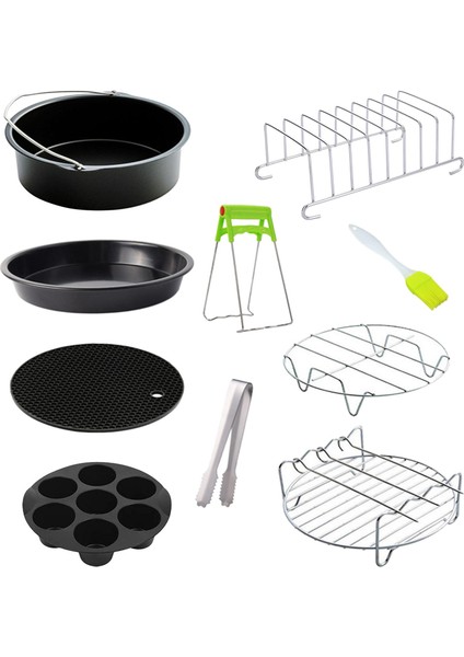 SunniMix 6 inç 7 Adet Yui / Xiaomi / Philips / Kumtel Uyumlu Air Fryer Aksesuarları - Siyah (Yurt Dışından)