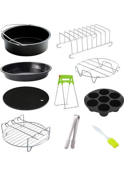 SunniMix 6 inç 7 Adet Yui / Xiaomi / Philips / Kumtel Uyumlu Air Fryer Aksesuarları - Siyah (Yurt Dışından) fiyatları