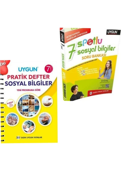 Sadık Uygun Yayınları 7. Sınıf Sosyal Spotlu Soru Bankası + 7. Sınıf Sosyal Pratik Defter (Spiralli)