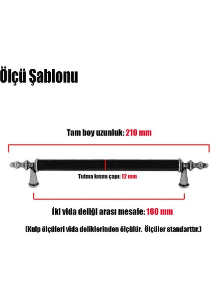 10 Adet Ovacık Mobilya Mutfak Dolap Çekmece Dolabı Kapak Metal Siyah Kulpu Kulbu Kulpları 160 mm