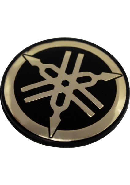 Yamaha Logo Yuvarlak Alüminyum Sticker Etiket Altın