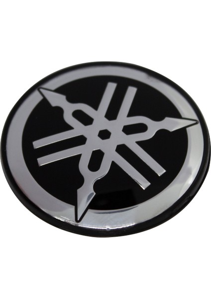 Yamaha Logo Yuvarlak Alüminyum Sticker Etiket Gümüş
