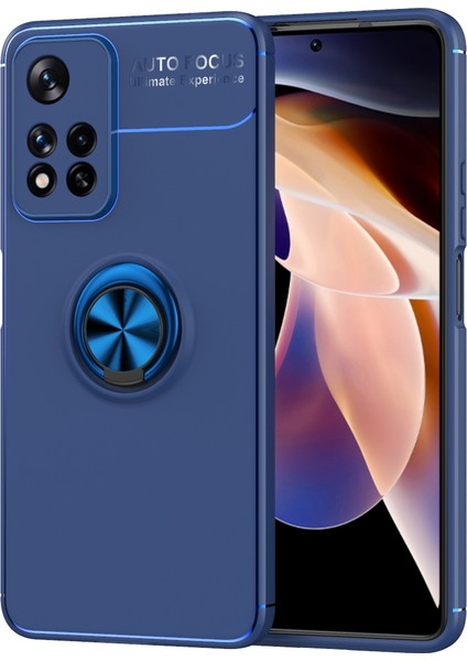Metal Yüzük Tutucu Kılıf Xiaomi Redmi Not 11 Pro Siyah Kırmızı (Yurt Dışından)