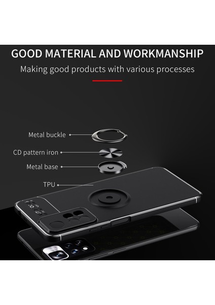 Metal Yüzük Tutucu Kılıf Xiaomi Redmi Not 11 Pro Siyah Kırmızı (Yurt Dışından) fiyatları