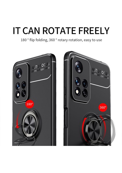Metal Yüzük Tutucu Kılıf Xiaomi Redmi Not 11 Pro Siyah Kırmızı (Yurt Dışından) modelleri
