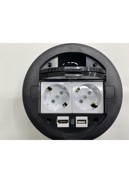 Masa Üstü Priz Siyah+ 2 Ad. Priz+1 Ad. Hdmı+1 Ad. USB Geçiş