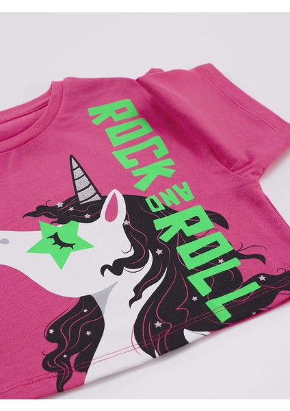 MSHB&G R&r Unicorn Kız Çocuk T-shirt Kapri Şort Takım