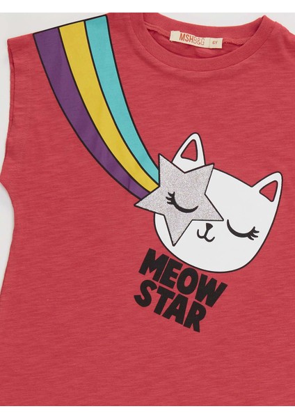 Yıldızlı Kedi Kız Çocuk T-shirt Siyah Tayt Takım indirimleri