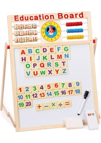 Çocuk Manyetik Yazı Tahtası Ahşap Eğitim Türkçe Matematik Öğrenme