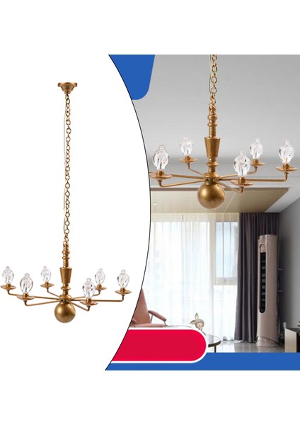 Antik 1:87 Ho Ölçekli Metal Tavan Işık Asılı Avize Model Gold 7.8 cm (Yurt Dışından)