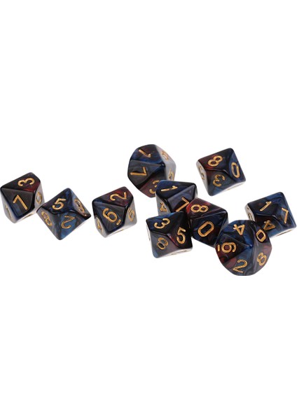 10 Adet 10 Taraflı Zar D10 Kırmızı Mavi Için Polyhedral Zar (Yurt Dışından)
