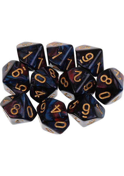 10 Adet 10 Taraflı Zar D10 Kırmızı Mavi Için Polyhedral Zar (Yurt Dışından)
