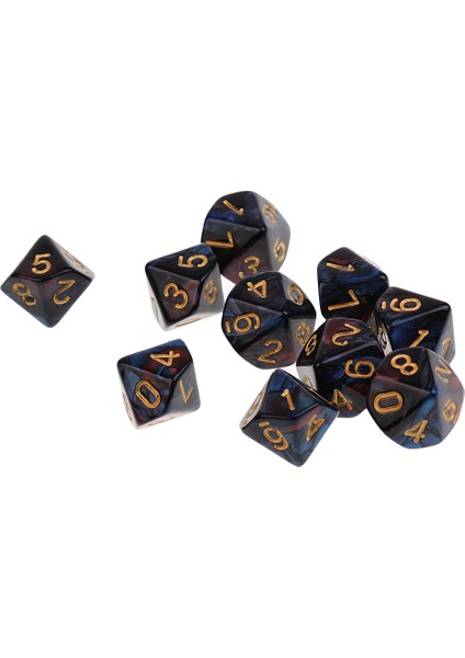 10 Adet 10 Taraflı Zar D10 Kırmızı Mavi Için Polyhedral Zar (Yurt Dışından)
