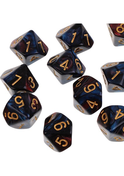 10 Adet 10 Taraflı Zar D10 Kırmızı Mavi Için Polyhedral Zar (Yurt Dışından)