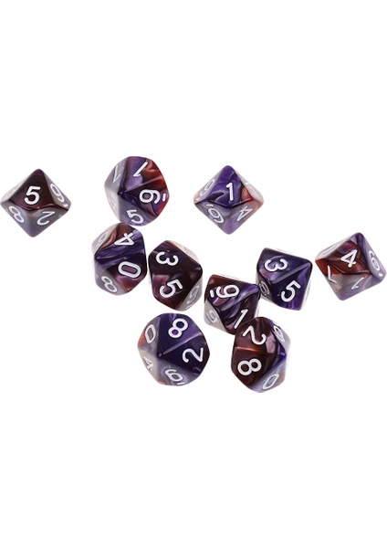 10 Adet 10 Taraflı Zar D10 Polyhedral Zar Zar Mor Mor Kahve Için (Yurt Dışından)