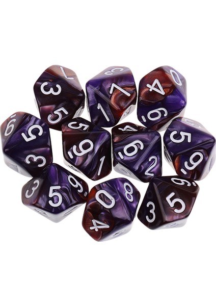 10 Adet 10 Taraflı Zar D10 Polyhedral Zar Zar Mor Mor Kahve Için (Yurt Dışından)