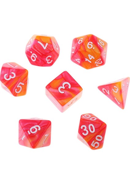 7 Adet Polyhedral Zar 16MM Casino Tedarik Kırmızı Turuncu Kırmızı Turuncu (Yurt Dışından)