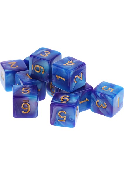 Oyunlar Için 10X D6 Polyhedral Zar Dayanıklı Mavi Mor (Yurt Dışından)
