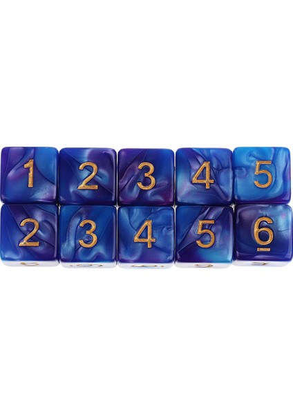 Oyunlar Için 10X D6 Polyhedral Zar Dayanıklı Mavi Mor (Yurt Dışından)