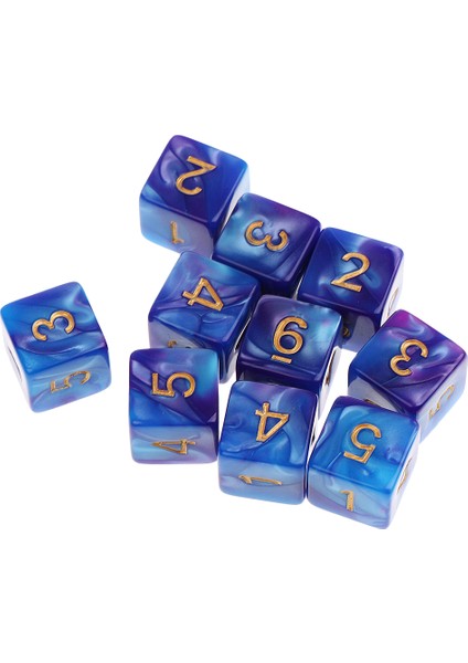 Oyunlar Için 10X D6 Polyhedral Zar Dayanıklı Mavi Mor (Yurt Dışından)