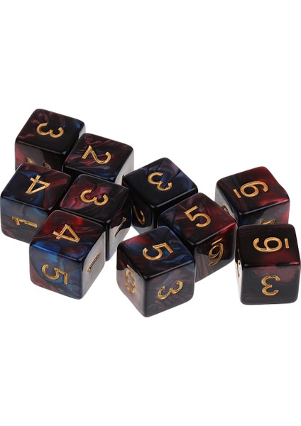 10 Adet D6 Polyhedral Dice Bundle Dnd Parti Oyunu Için Prop Mavi Kırmızı (Yurt Dışından)