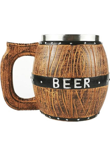 Viking Ahşap Tarzı Bira Bardağı - Kahverengi (Yurt Dışından)