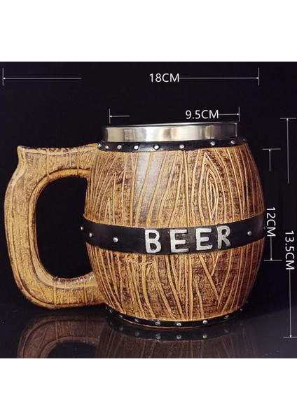 Viking Ahşap Tarzı Bira Bardağı - Kahverengi (Yurt Dışından) fiyatları