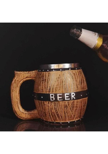 Viking Ahşap Tarzı Bira Bardağı - Kahverengi (Yurt Dışından) fırsatları