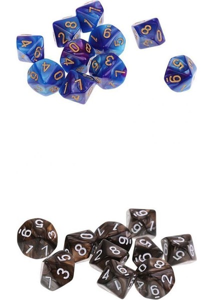 20 Adet Polyhedral Zar Set 10 Taraflı D10 16MM Mtg Rpg Rol Oynama Oyunu Için (Yurt Dışından)