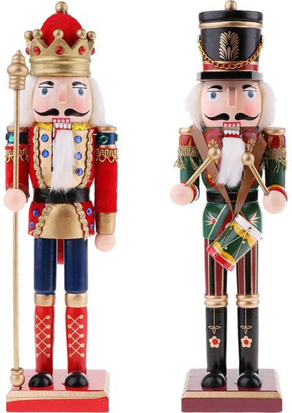 2X30CM El Boyalı Ahşap Fındıkkıran Kral Asker Şekil Bebek Ev Dekorasyon (Yurt Dışından)