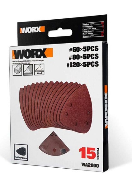 WA2000 140X90MM 60, 80, 120 Kum, 15 Parça Cırtlı Universal Mouse Zımpara Kâğıdı Seti