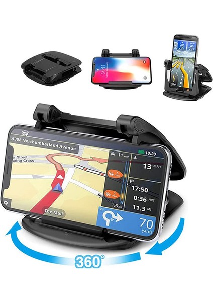 360 Derece Döndürme Gps Cep Telefonu Tutucu Araba Için Telefon Bağlantısı (Yurt Dışından)