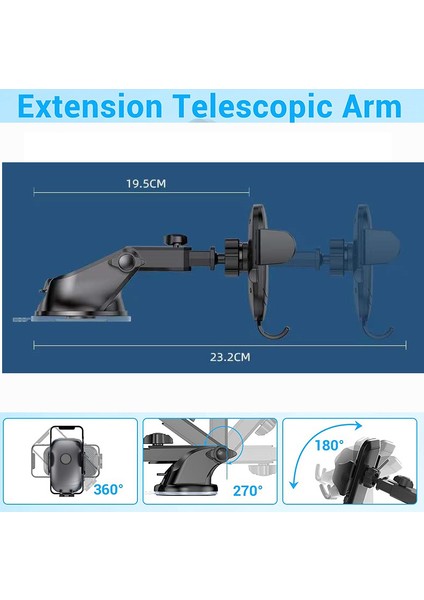 Eller Serbest Pano Ön Cam Hava Araç Telefonu Tutucu (Yurt Dışından)