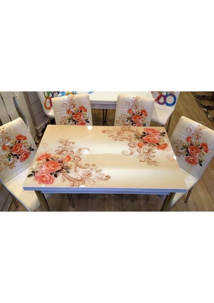 Yandan Açılır Büyüyen Cam Mutfak Masası 70X110CM