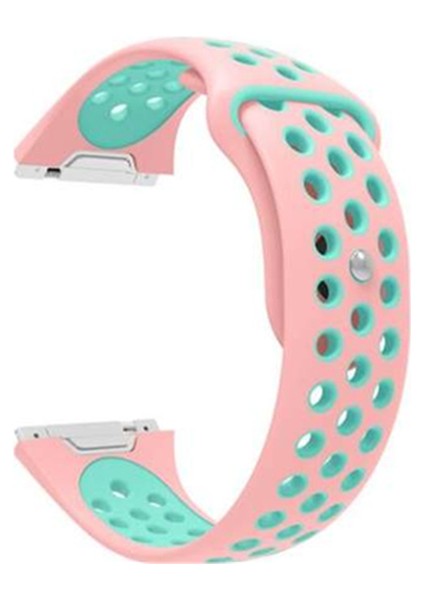 Fitbit Ionic Için Silikon Kayış - Pembe - Yeşil (Yurt Dışından)