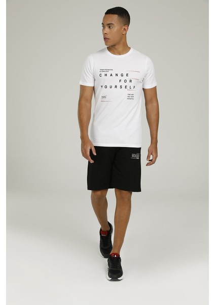 SN995 Brıan Slogan T-Shır Beyaz Erkek T-Shirt
