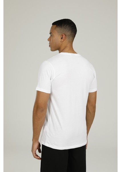 SN995 Brıan Slogan T-Shır Beyaz Erkek T-Shirt