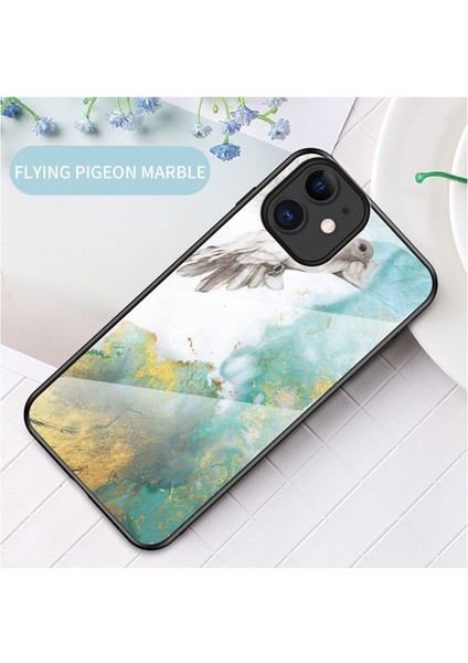 Apple iPhone 12 Mini Mermer Dokulu Temperli Cam + Pc + Tpu Telefon Kılıfı - Yeşil (Yurt Dışından) fiyatları