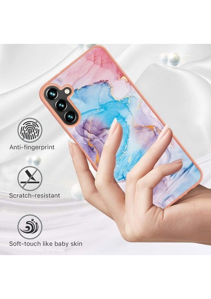 Galaxy A13 5g Için Mermer Tasarım Imd Iml Galvanik Yumuşak Tpu Telefon Kılıfı - Pembe Mavi (Yurt Dışından)