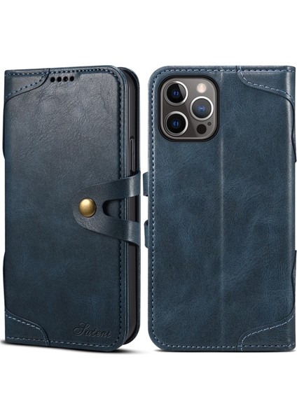 Sutenı Apple iPhone 12 Için 234 Serisi Tpu + Pu Deri Standlı Telefon Kılıfı - Mavi (Yurt Dışından)