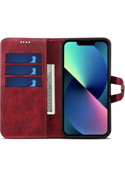 Sutenı Apple iPhone 13 Pro Max Için 234 Serisi Tpu + Pu Deri Standlı Telefon Kılıfı - Kırmızı (Yurt Dışından)