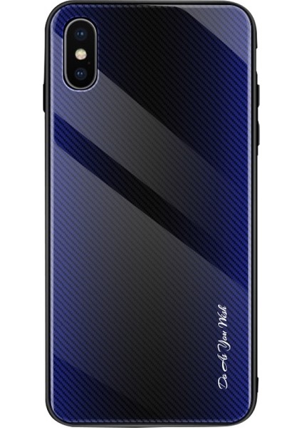 Apple iPhone Xs Için Gradyan Desenli Temperli Cam + Yumuşak Tpu Telefon Kılıfı - Koyu Mavi/siyah (Yurt Dışından) fiyatları