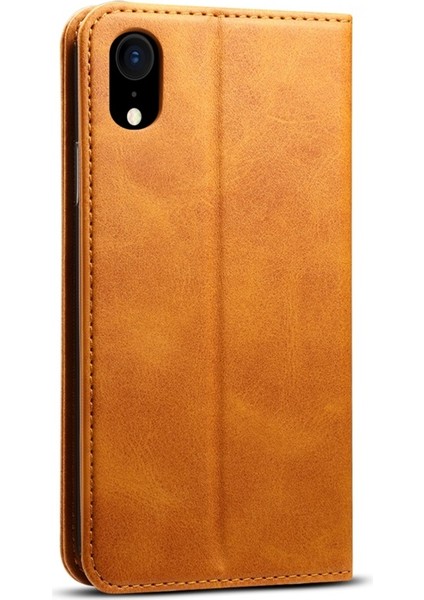 Sutenı Apple iPhone Xr Için Çizilmeye Dayanıklı Manyetik Cüzdan Tasarımlı Standlı Deri Kılıf - Haki (Yurt Dışından)