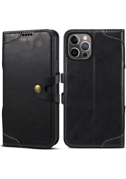 Sutenı Apple iPhone 13 Pro Için 234 Serisi Tpu + Pu Deri Standlı Telefon Kılıfı - Siyah (Yurt Dışından)
