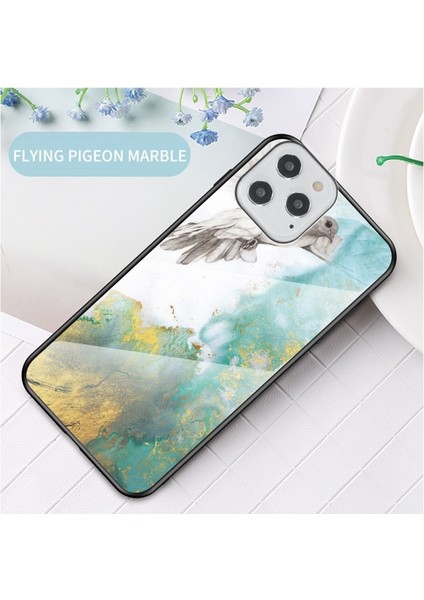 Apple iPhone 12 Pro / 12 Mermer Doku Temperli Cam + Pc + Tpu Telefon Kılıfı - Yeşil (Yurt Dışından) fiyatları