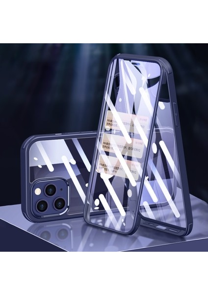 Apple iPhone 13 Pro Max 6.7 Inç Uyumlu Temperli Cam Tpu Telefon Kılıfı - Mavi (Yurt Dışından)