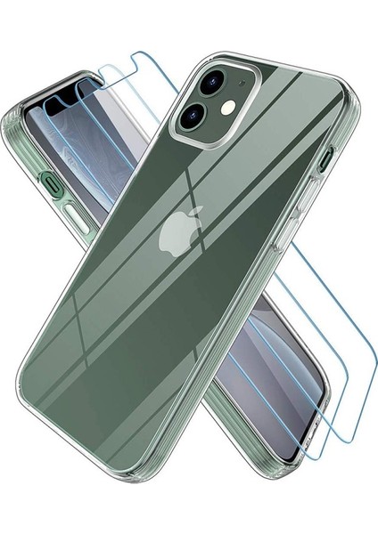 Apple iPhone 12 Mini Için Temperli Cam Ekran Koruyuculu Tpu Telefon Kılıfı - Şeffaf (Yurt Dışından)