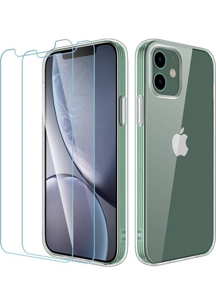 Apple iPhone 12 Mini Için Temperli Cam Ekran Koruyuculu Tpu Telefon Kılıfı - Şeffaf (Yurt Dışından) modelleri